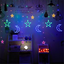 Strings 3.5M Romantic Holiday Lights Star Moon Led Curtain String Light Christmas Ramadan Garland For Wedding Party DecorationLED