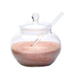 Storage Bottles & Jars 250ml Crystal Jar Sugar Bowl Kitchen Sets With Cover And Spoon SeasoningStorage
