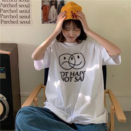 Women's T-Shirt Alphabet Cartoon Print Ins Trendy Korean Style Loose Top Wear Western Slimming All-Match Summer 2022short