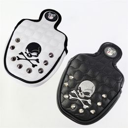 Golf Putter Cover Skull Rivets PU Leather Magnetic Closure Headcover for Mallet Putter Golf Head Covers 220629