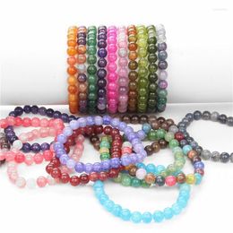 Beaded Strands Wholesale Gemstones Agat Bracelets Handmade Natural Colourful Flower Agates Bracelet Bangles Men Women Yoga Jewellery Fashion K