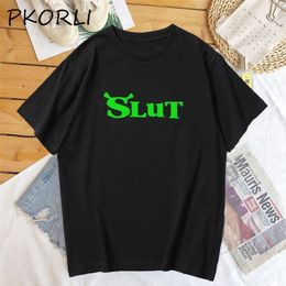 Shrek Slut Tshirt Funny Woman Short Sleeve T-shirts Shrek Lover Cotton Summer Letter Print T Shirt Womens Casual Streetwear 220514