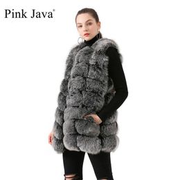 Pink Java 19035 new arrival real fur vest long vest women winter thick fur coat fashion jacket luxury fur clothes 201016
