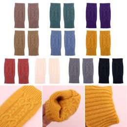Five Fingers Gloves Winter Knitted Cotton Wool Solid Colour Fingerless Half Finger Computer Mittens Warm