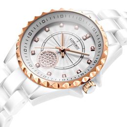 Wristwatches Ceramic Fashion Simple Waterproof Ladies Quartz Watch Student Korean Luxury Clock With Diamond WA44Wristwatches