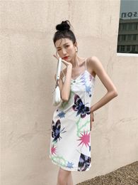 Casual Dresses Butterfly White Designer Slip Dress For Women 2022 Summer Backless Sundress V Neck A Line Mini Fashion ClothingCasual