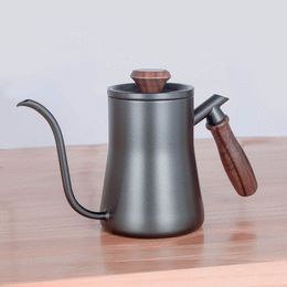 Coffee Pots 500ml Household Covered Wooden Handle Drip Coffee Maker Long Slim Mouth Coffee-Maker Coffee-Kettle Teapot Handmade Coffee-Tools ZL0954