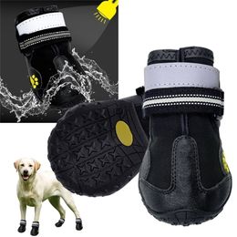 Reflective Dog Shoes Socks Winter Boots Footwear Rain Wear Non Slip Anti Skid resistant Pet for Medium Large s LJ201006