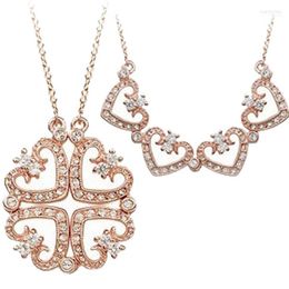 Pendant Necklaces Four Heart Crystal Magnet Necklace Gold Corazon Cadenas Heal22