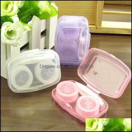 Other Household Sundries Home Garden Plastic Portable Beautif Pupil Box Compact Conjoined Duplex Boxes White Purple Transparent Contact Le