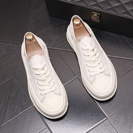 British Style Low Top White Wedding Dress Party Shoes High Quality White Men's Light Casual Sneaker Breathable Black Round Toe Low-Top Driving Walking Loafers E224
