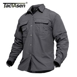 TACVASEN Men's Military Clothing Lightweight Army Shirt Quick Dry Tactical Shirt Summer Removable Long Sleeve Work Hunt Shirts 220401