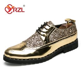Causal Leather Shoes Men 2022 Spring Lace-up Formal Loafers Men High Quality Moccasins Black/Gold Driving Shoes for Men