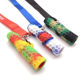 Latest Colorful Smoking Silicone Filter Hose Hookah Shisha Mouthpiece Portable Lanyard Necklace Pendant Cigarette Holder Tips Handle Tube High Quality DHL
