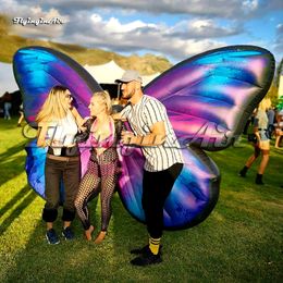 Lighting Wearable Inflatable Butterfly Wing Dancing Party Costume Multicolor Walking Blow Up Butterfly Suit For Parade Show