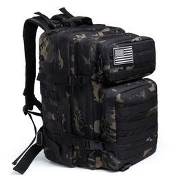 50L Camouflage Army Backpack Men Military Tactical Bags Assault Molle backpack Hunting Trekking Rucksack Waterproof Bug Out Bag 220728