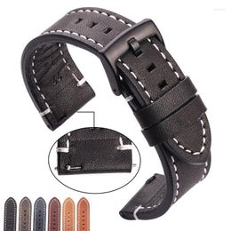 Watch Bands Cowhide Genuine Leather Watchband Belt 18 20 22 24mm Men Women Thick Handmade Retro Band Strap Metal BucklesWatch Hele22