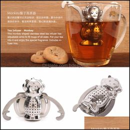 Other Kitchen Tools Kitchen Dining Bar Home Garden Monkey Tea Leaf Diffuser Infuser Stainless Steel Strainer Herbal Spice Philtre Drop Del