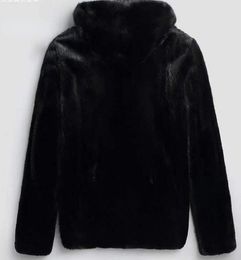 New Winter Imitation Mink Fur Coats Waterproof Mid-length Men Jacket Thick Hooded Faux Fur Jacket Male Black Overcoat G220804