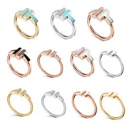 Wedding Rings for women Luxury Designer Jewellery Double Letter T Fashion Classic Jewellery CZ Silver Rose Gold Engagement Gift With Original Bags