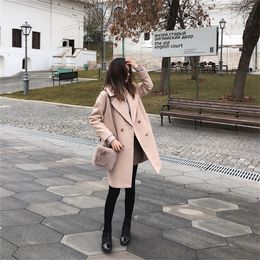 autumn and winter fishion woolen coat female Mid Long New Korean temperament women s popular Outerwear woolen coat LJ201109