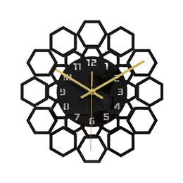 Wall Clocks 11.8 Inch Geometric Honeycomb Acrylic Mirror Clock DIY Quartz Watch For Living Room Home DecorWallWall