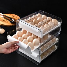 Hooks & Rails Double-Layer Egg Storage Box Drawer Type Container Home Kitchen Refrigerator Fresh Keeping Dumpling Rack