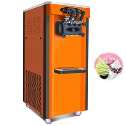 Commercial Electric Soft Ice Cream Making Machine Three Flavours Vertical Stainless Steel Genius Ice Cream Maker