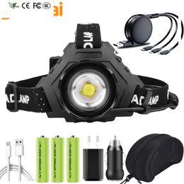 New Xhp180 1000000LM Most Powerful Led HeadlampHigh Power Led Headlight 18650 Rechargeable Head flashlight Usb Fishing Head Lamp