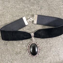 Chokers Gothic Black Agate Choker Velvet Fashion Jewellery Women Gift Pagan Wiccan Gorgeous Witch Statement Necklace Charm 2022Chokers Sidn22