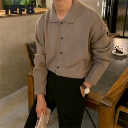 IEFB men's wear kintted Polo shirts Autumn single breasted tops loose Korean style casual Lapel outerwear blouse 9Y4247 220402