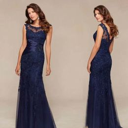 new arrival royal blue applique beading mermaid evening gowns for prom sheer neck see through formal evening dresses mother of the bride