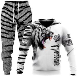 Men's Tracksuits The Tiger 3D Printed Hoodies Suit Joggers Casual Sweashirts Sweatpants Sportswear Set Mens Tracksuit Autumn Winter Men'