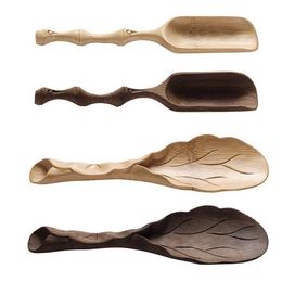 50Pcs/Lot Hand-made Carved Tea Spoon Bamboo Crafts Tea Scoop Shovel Tea Set Accessory Wholesale