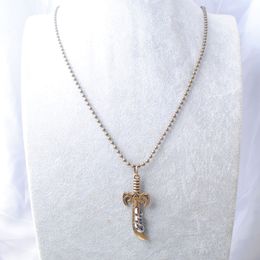 Ancient Copper Sword Shaped Pendant Gift Fit Men Girl Boy Long Chain Metal Suspension Necklace Jewellery C070