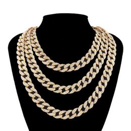 Iced Out Chain Hip Hop Necklace Charms Jewelry Gold Silver Color Rhinestone CZ Clasp Choker For Men Rapper Bling Long Necklace Y220318