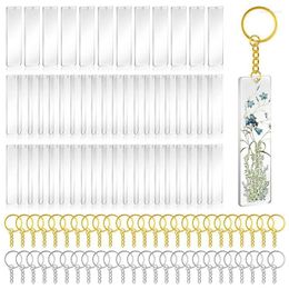 Keychains 50Pcs Acrylic Keychain Blanks With Rings Clear Key Chains Rectangle For DIY Crafting Vinyl ProjectsKeychains Emel22