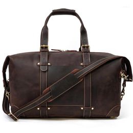 2 Colours Option Vintage Cow Leather Duffle Bags For Men Real Travelling Bag1