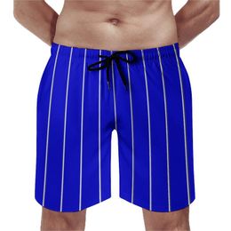 Men's Shorts Nautical Blue Board White Stripes Short Pants Men Funny Printed Swimming Trunks Plus SizeMen's