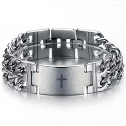 Link Chain 1pcs Classic Men's Spanish Cross Titanium Steel Bracelet Luxury Jewelry Men Hip-hop Stainless For Male Gift Kent22