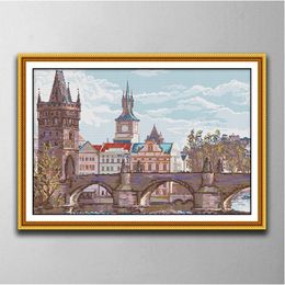 Classical building DIY cross stitch Embroidery Tools Needlework sets counted print on canvas DMC 14CT 11CT cloth