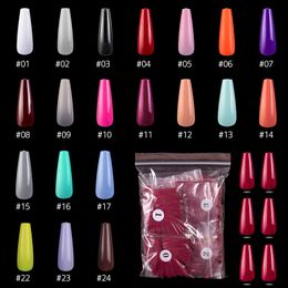 500PCS 10 SIZES Pure Various Colours Coffin Ballet Tapered Full Length French False Nail Tips Fake Fingernail Manicure Set 220716