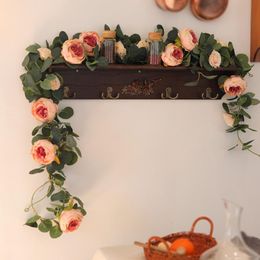 Decorative Flowers & Wreaths 1.8M Artificial Garland Fake Peony Rose Vines Eucalyptus Leaf Hanging For Wedding Party Arch Home Door DecorDec