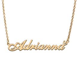 Adrianna Name Necklaces for Women Love Heart Gold Nameplate Pendant Girl Stainless Steel Nameplated Girlfriend Birthday Christmas Statement Jewellery Gift