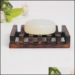 Natural Bamboo Wood Soap Dishes Wooden Tray Holder Storage Rack Plate Box Container Bath Drop Delivery 2021 Bathroom Accessories Home Gard