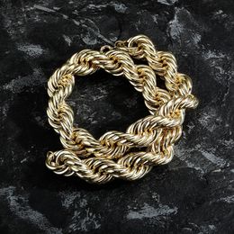 30MM Stainless Steel Rope Chain Gold Colour Big Chunky Necklace Hip Hop Jewellery For Mens Party Gift