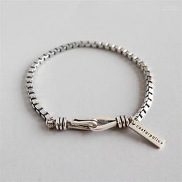 Link Chain 2022 Men Sterling Silver Bracelets Fashion Vintage Wide 3MM Box For Women Trend Lovers Bracelet Unisex Ancient Jewelry Inte22