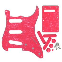 Set of SSS Pickguard 11 Holes Tremolo Back Plate Pickup Covers 2T1V Knobs Switch Tips for Guitar Parts Accessories
