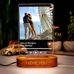 Custom Music Song Spotify Code Album Cover Or Personal Pos Acrylic Board Night Lamp personalized Engraved Text Christmas gift 220623