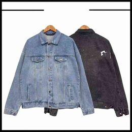 Mens Palm Denim Jacket Famous Men Women Palmss Coat Quality Casual Designer Coats Black Blue Pa Mans Jackets Stylist Angles Outwearp1